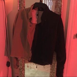 Blue & beige corduroy flannel